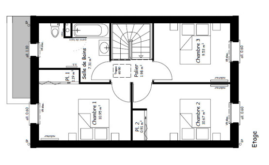 Maison Type 4 - 88 m² - Villechetif