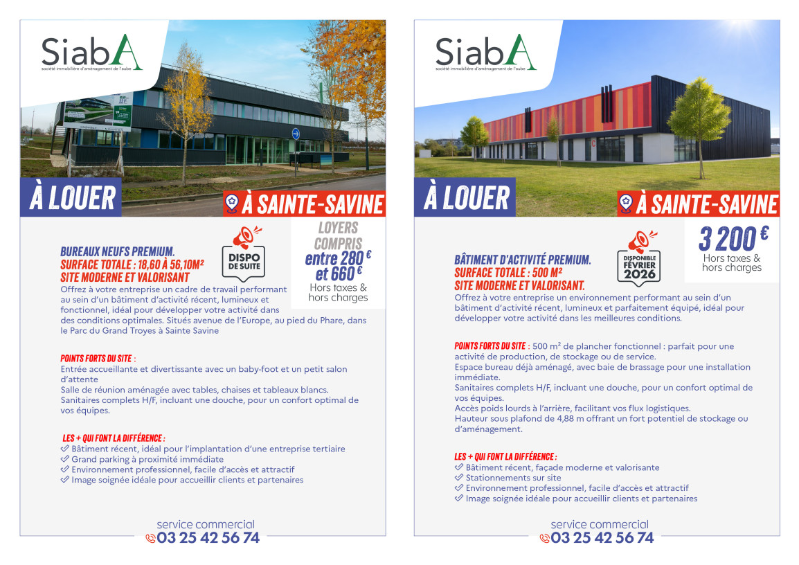 à louer : Bâtiment d’activité premium et bureaux neufs.