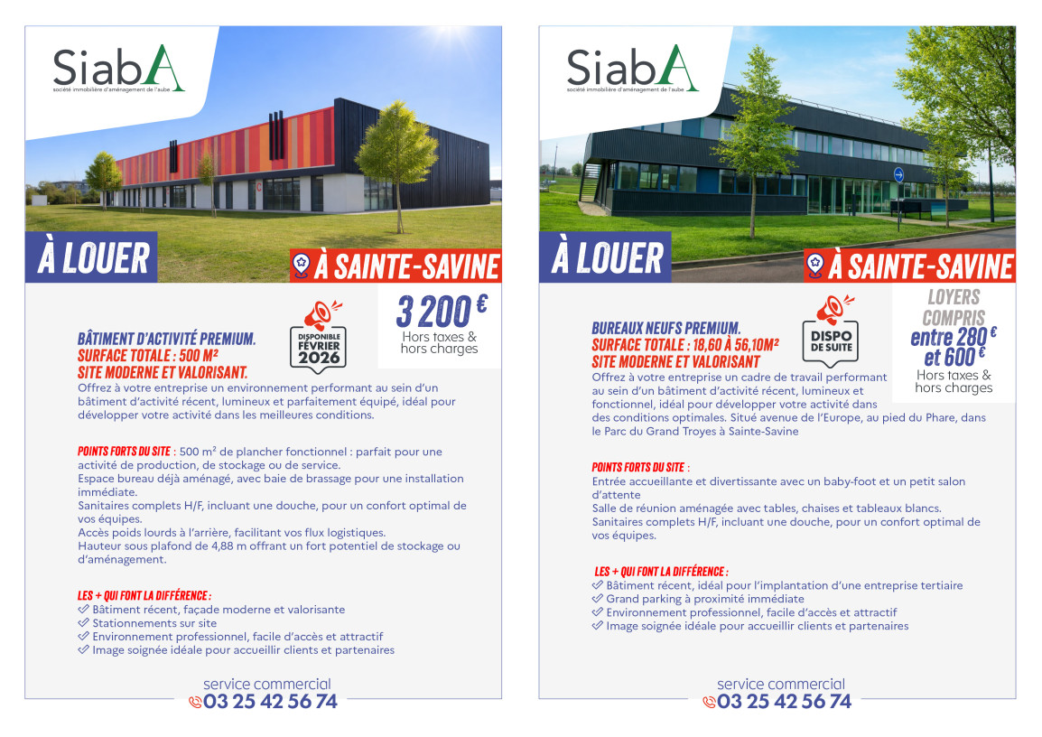 à louer : Bâtiment d’activité premium et bureaux neufs.